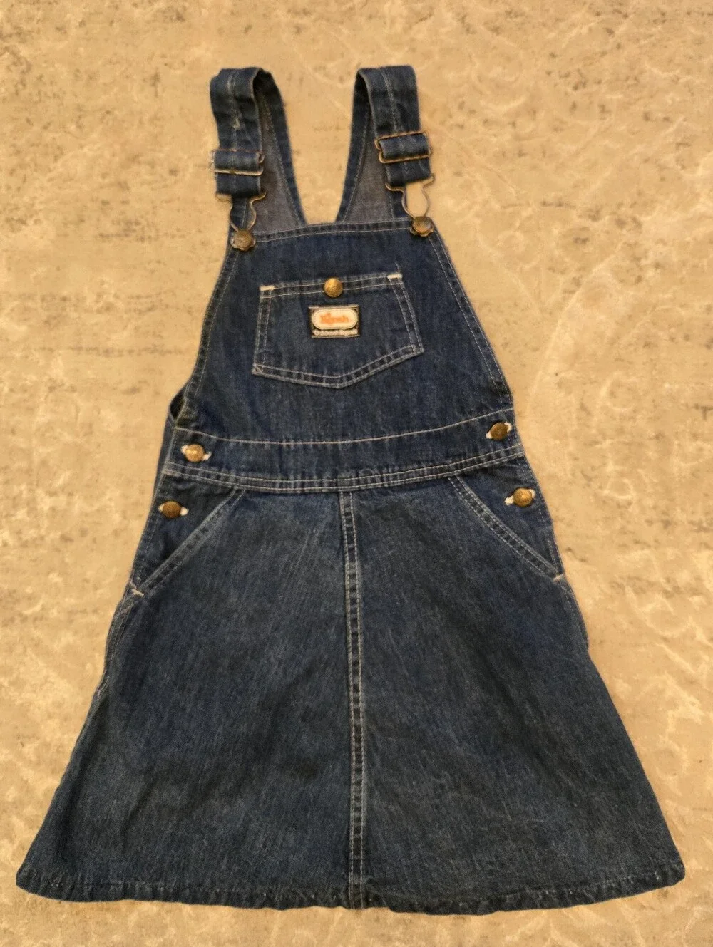 RARE Vintage 1970s Dark Blue Denim Overall Dress